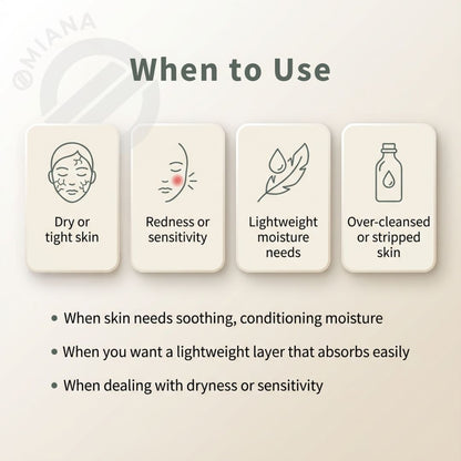Omiana Vitamin E Serum skincare product usage guide with icons and text on a beige background