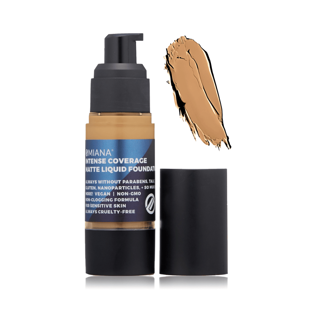 Omiana Cosmetics Foundation Almond Intense Coverage Liquid Foundation - Mica-Free, Talc-Free, & More!