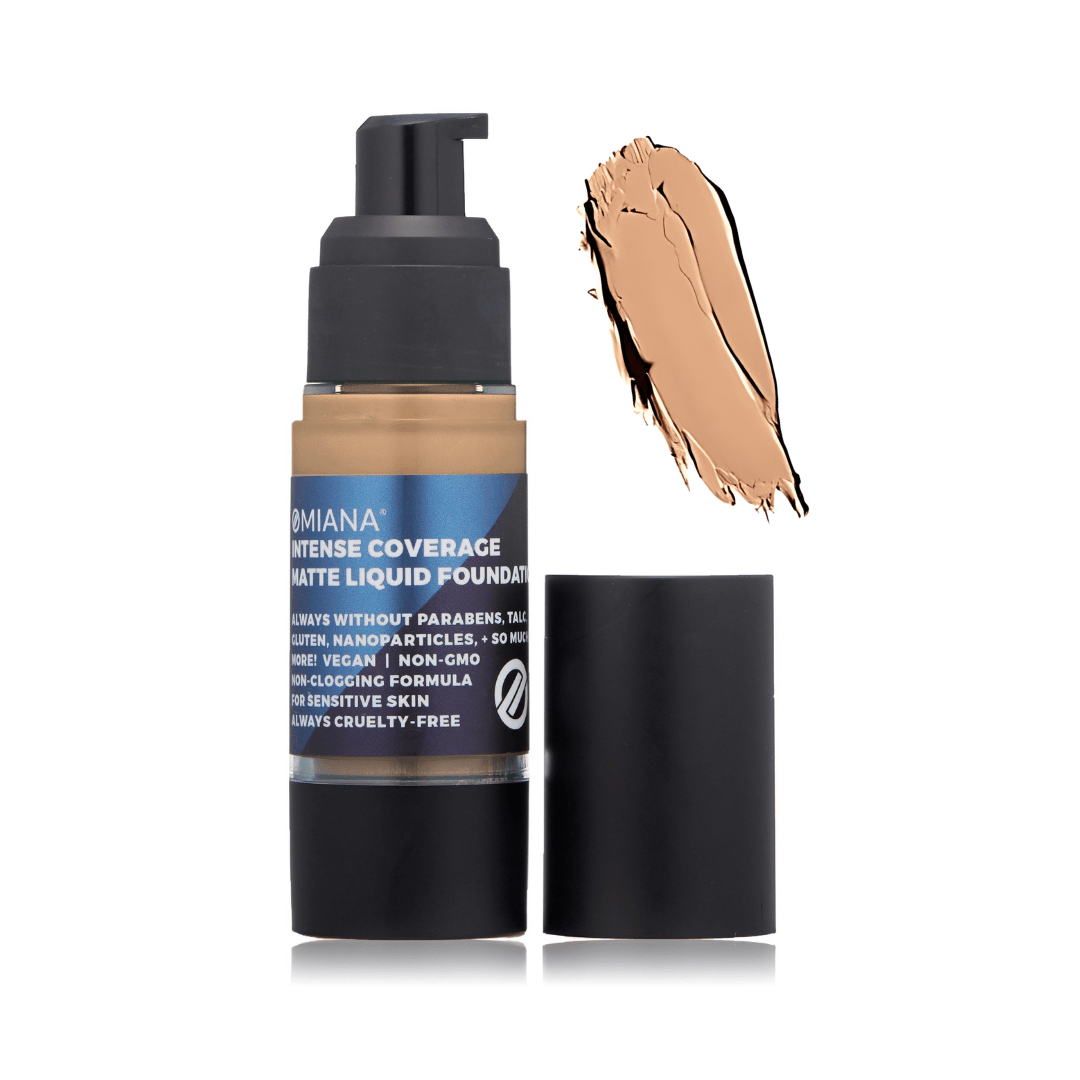 Omiana Cosmetics Foundation Roasted Sesame Intense Coverage Liquid Foundation - Mica-Free, Talc-Free, & More!