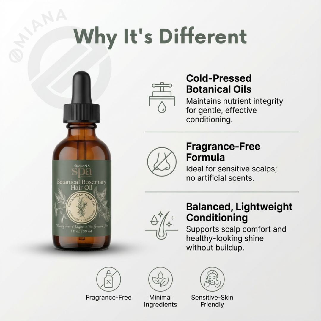 Omiana Natural Cosmetics Oil Botanical Rosemary Hair Oil – Lightweight Conditioning Oil for Scalp & Hair