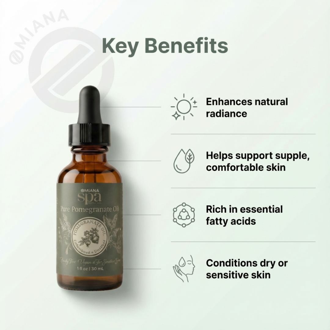 Omiana Natural Cosmetics Oil Pure Pomegranate Oil – Cold-Pressed, Nutrient-Rich Facial Oil for Sensitive Skin