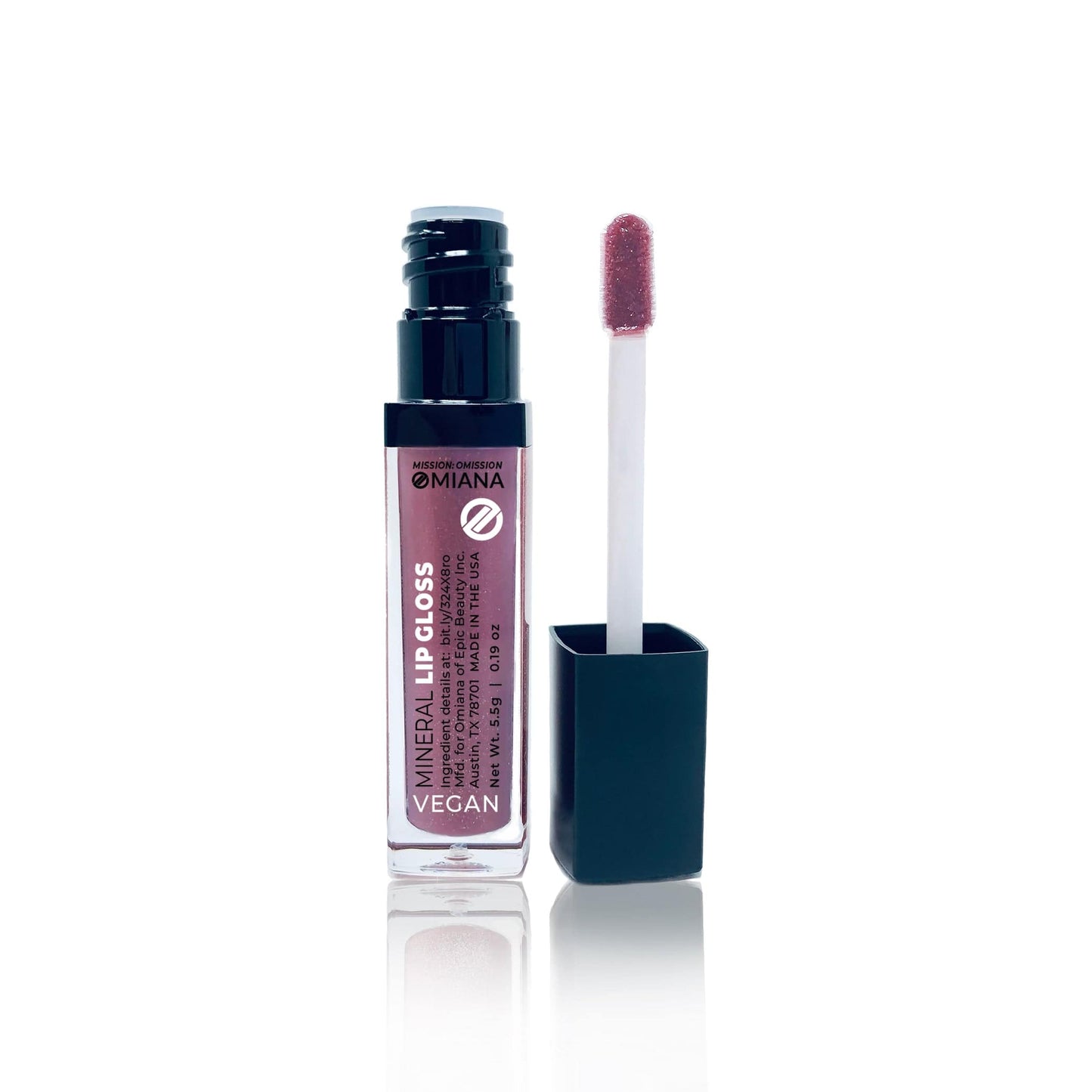 Omiana Natural Cosmetics Lipgloss Red Amethyst Mineral Vegan Lip Gloss - Titanium Dioxide-Free, Tocopheryl Acetate-Free